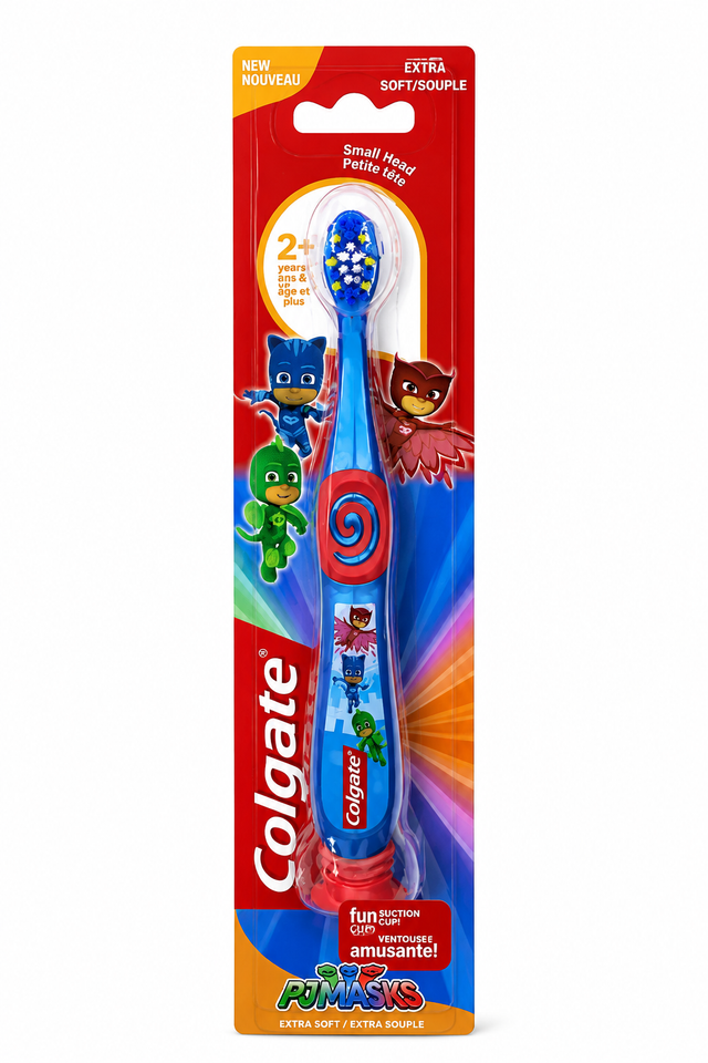 Colgate PJ Masks Toothbrush for Toddlers and Little Children with Suction Cup Carded