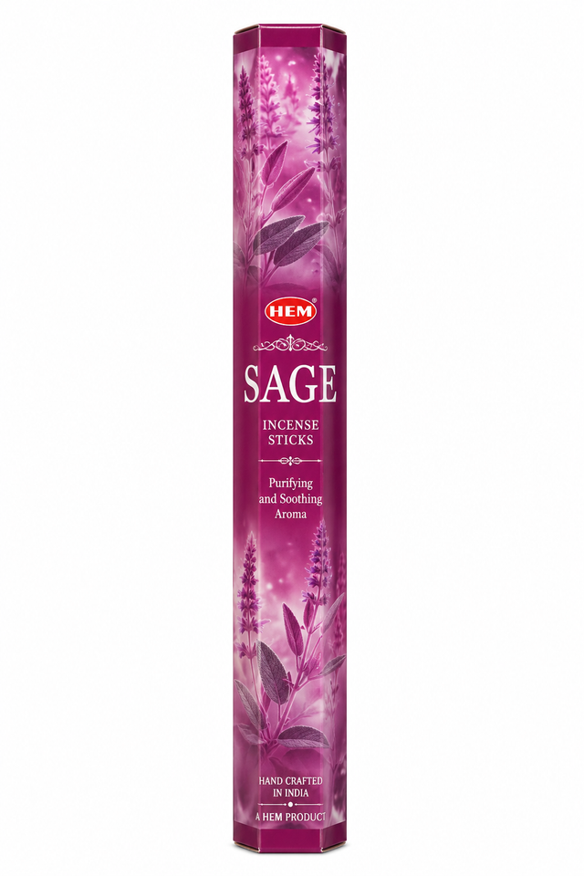 Hem Sage Incense Sticks 20 Sticks Tube Hex Boxed