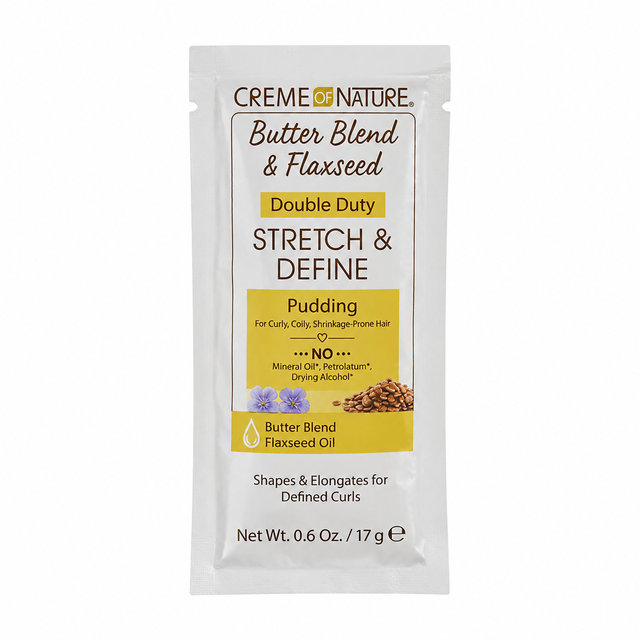 Creme of Nature Butter Blend and Flaxseed Double Duty Curl Stretch and Define Pudding 0.6 oz Bag