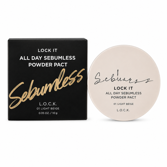 Lock It All Day Sebumless Powder Pact 0.35 oz Boxed Shade: 01 Light Beige