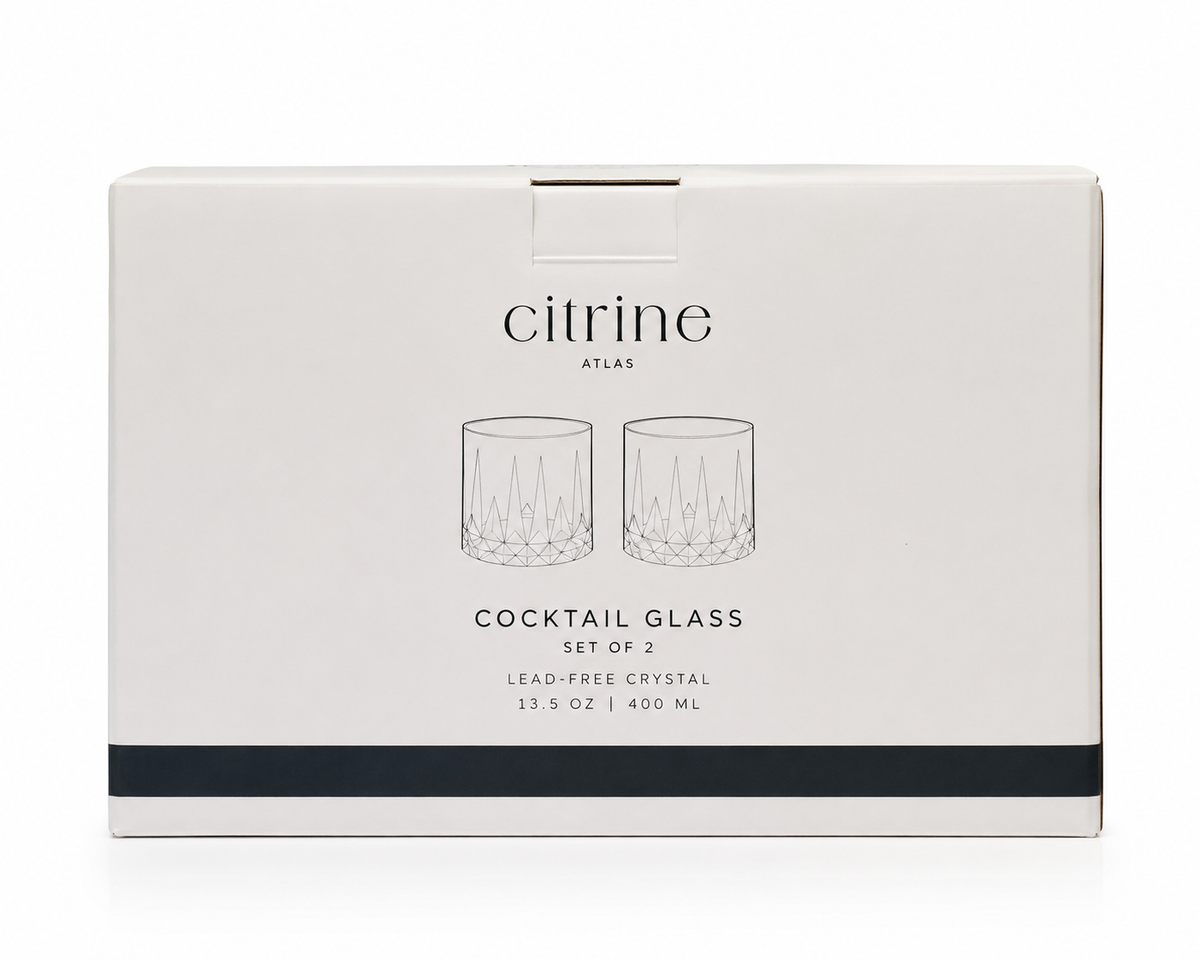 Citrine Atlas Cocktail Glass Set of 2 Boxed