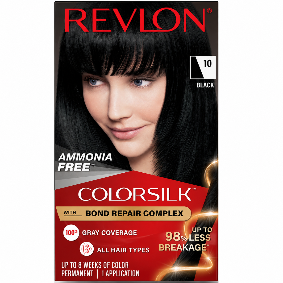 Revlon ColorSilk Beautiful Permanent Hair Color Boxed Color: 10 Black