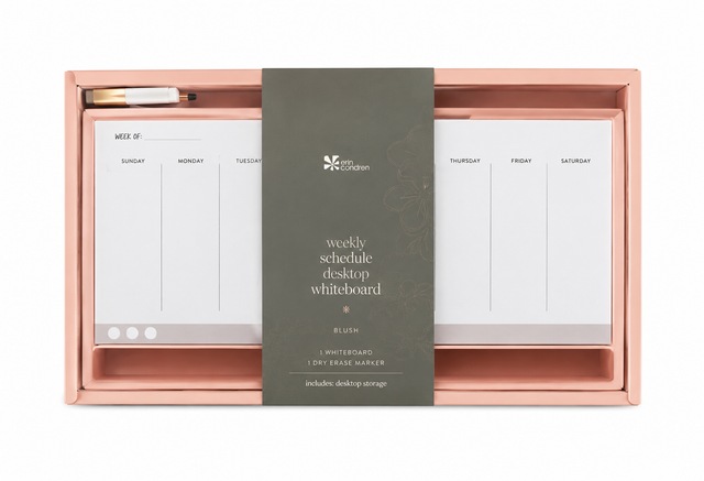 Erin Condren Design Blush Weekly Schedule Desktop Whiteboard with Storage Sealed