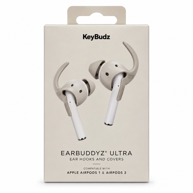 KeyBudz EarBuddyz Ultra Ear Hooks and Covers Compatible with Apple AirPods 1 and AirPods 2 Boxed