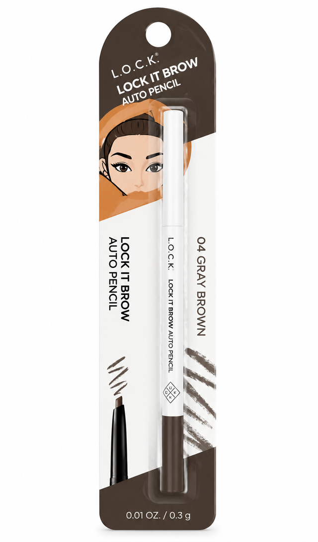 Lock It Brow Auto Pencil 0.01 oz Carded Color: 04 Gray Brown