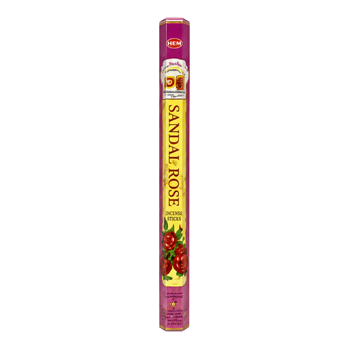 Hem Sandal Rose Incense Sticks 20 Sticks Tube Hex Boxed