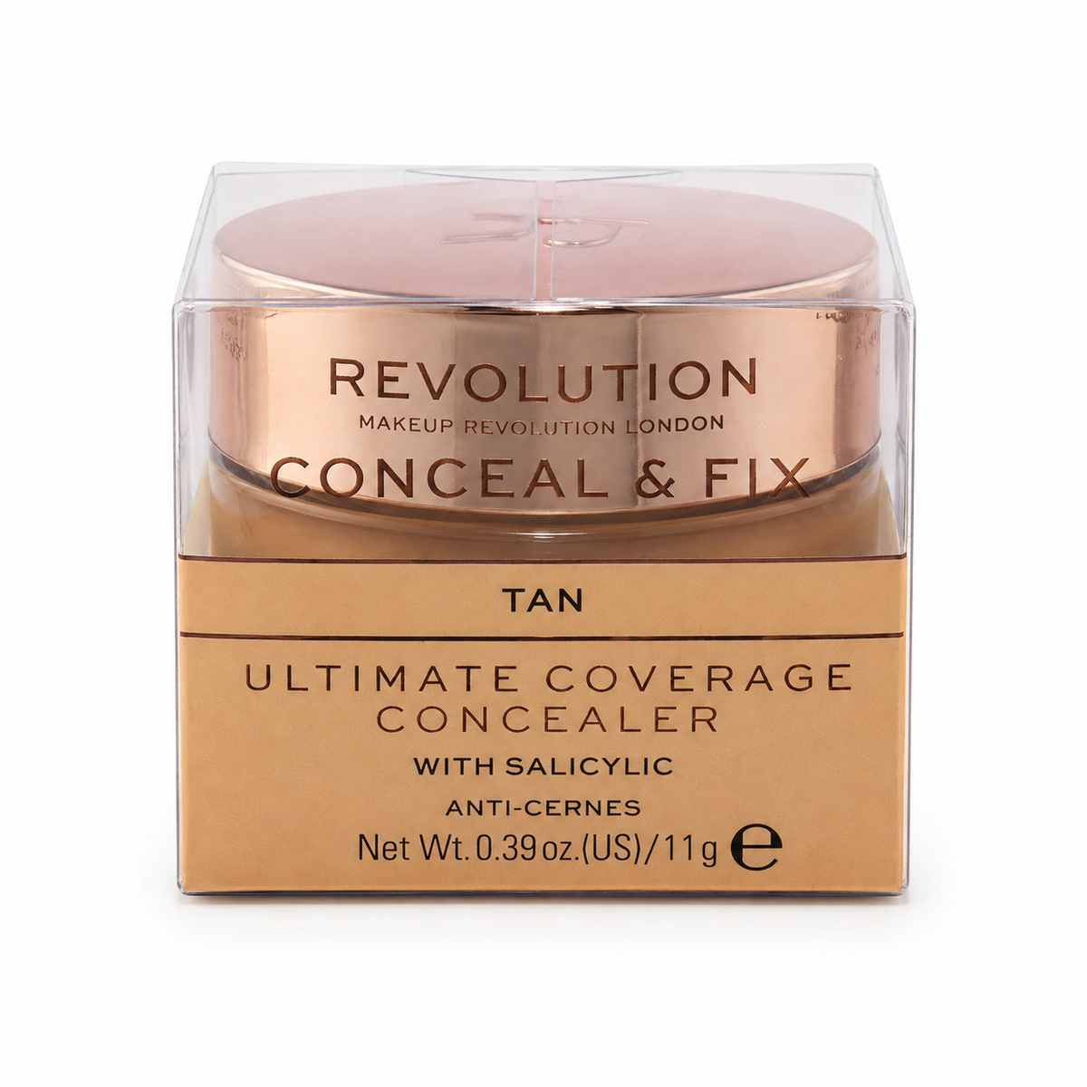 Makeup Revolution Conceal and Fix Ultimate Coverage Concealer 0.39 oz Boxed Shade: Tan