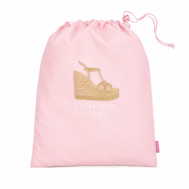 Miamica Drawstring Pink Rattan Travel Shoe Bag