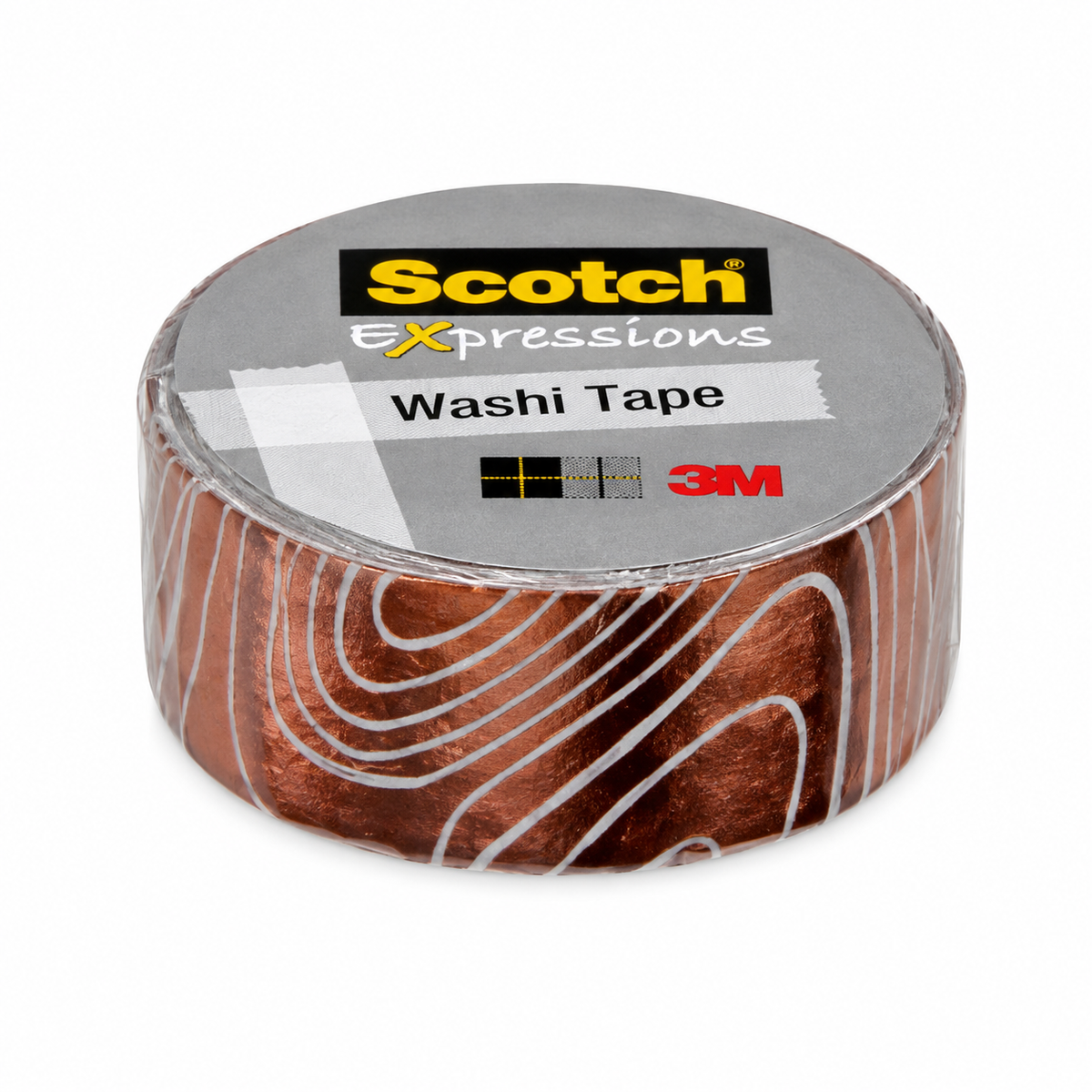 Scotch Expressions Washi Tape White and Copper Foil Swirl 1 Count Sealed