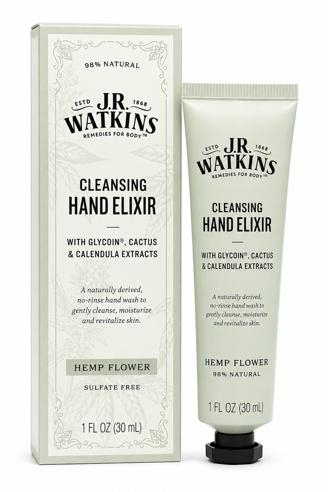 J.R. Watkins Cleansing Hand Elixir 1 oz Boxed Scent: Hemp Flower