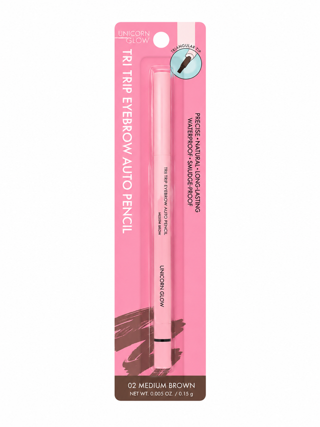Unicorn Glow Tri Trip Eyebrow Auto Pencil 0.005 oz Carded Color: 02 Medium Brown