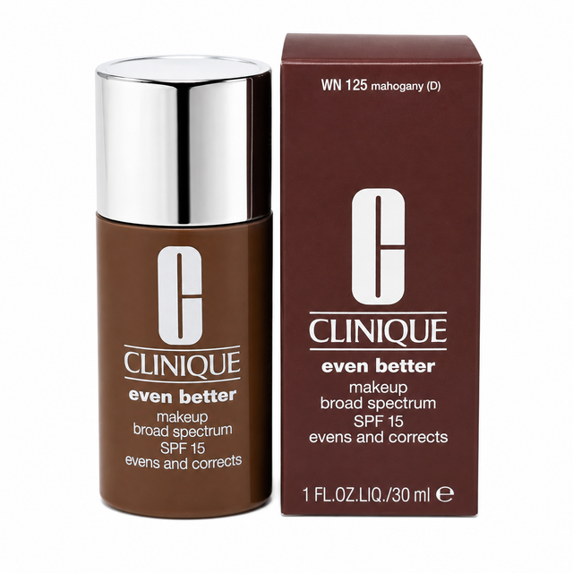 Clinique Even Better Makeup Broad Spectrum SPF 15 Evens and Corrects New Packing 1 oz Boxed Shade: WN 125 Mahogany