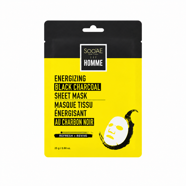 Soo'AE Homme Energizing Black Charcoal Sheet Mask 0.88 oz Sealed